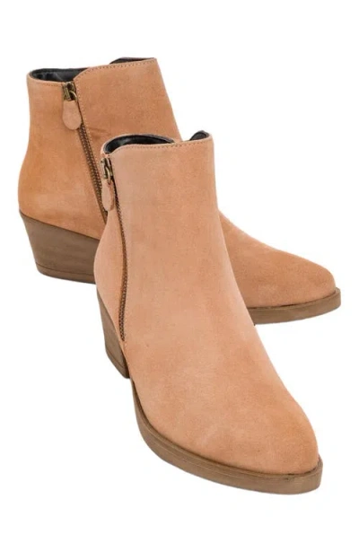 Forever & Always Shoes Jayer Leather Double-zip Block Heel Boot In Brown