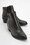 Forever & Always Shoes Jayer Leather Double-zip Block Heel Boot In Black