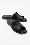 Forever & Always Shoes Jez Leather Slide Sandal (women) In Black