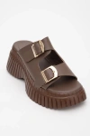 Forever & Always Shoes Joanes Leather Two-strap Platform Sandal