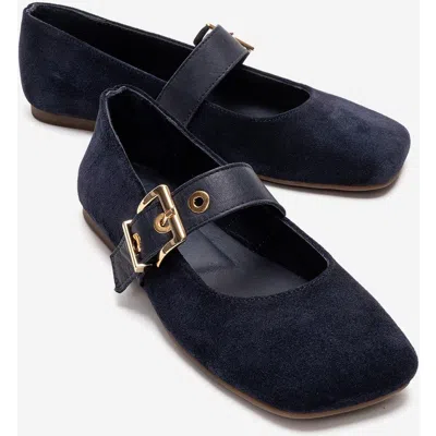 Forever & Always Shoes Jonas Leather Ballet Flat In Blue