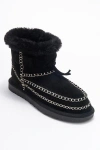 Forever & Always Shoes Jorel Leather Fur Lined Ankle Boot In Black