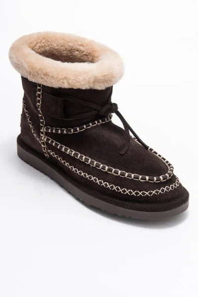 Forever & Always Shoes Jorel Leather Fur Lined Ankle Boot In Brown
