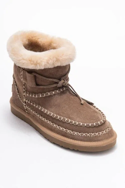 Forever & Always Shoes Jorel Leather Fur Lined Ankle Boot In Brown