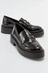 Forever & Always Shoes Josie Platform Loafer In Black Patent Faux Leather