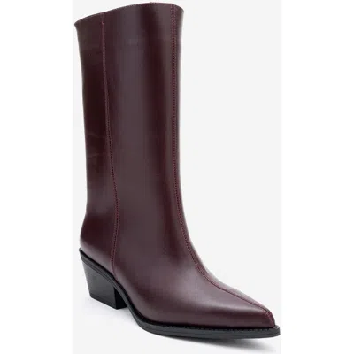 Forever & Always Shoes Juana Leather Pointed Toe Boot In Burgundy
