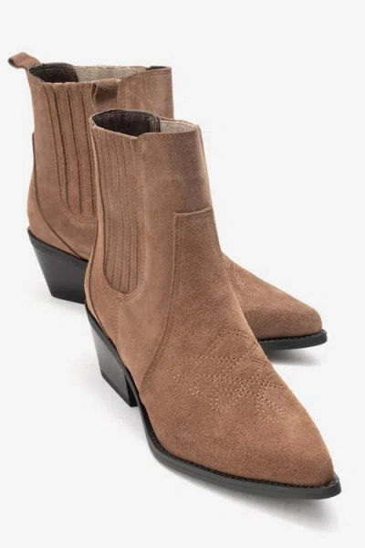 Forever & Always Shoes Julieta Leather Block Heel Western Boot In Brown