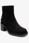 Forever & Always Shoes Junae Leather Block Heel Boot In Black