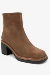 Forever & Always Shoes Junae Leather Block Heel Boot In Brown
