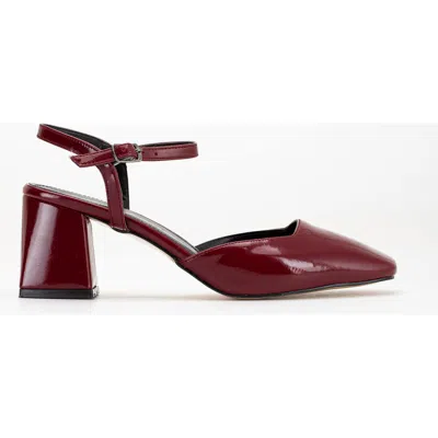 Forever & Always Shoes Kayla Block Heel Pumps In Red Cherry Faux Leather