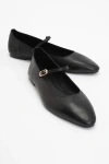 Forever & Always Shoes Lara Leather Mary Jane Flats In Black Leather