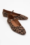 Forever & Always Shoes Lara Leather Mary Jane Flats In Leopard Print Suede Leather