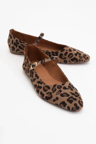 Forever & Always Shoes Lara Leather Mary Jane Flats In Leopard Print Suede Leather