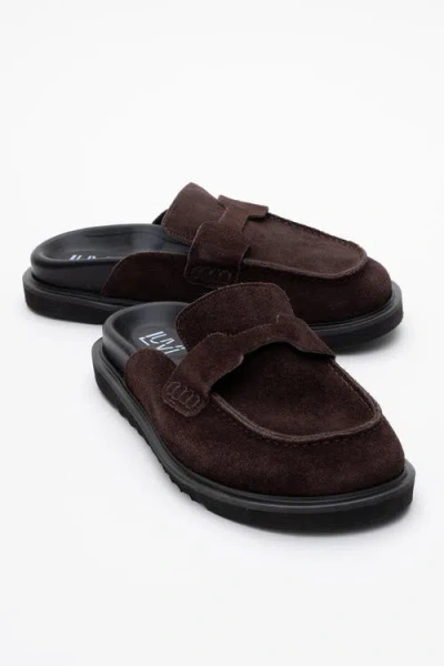 Forever & Always Shoes Laven Suede Leather Clogs In Brown