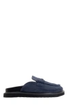 Forever & Always Shoes Laven Suede Leather Clogs In Navy Suede Leather