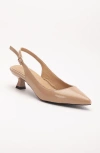 Forever & Always Shoes Lety Slingback Kitten Heel Leather Pumps