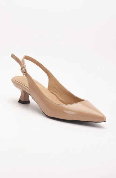 Forever & Always Shoes Lety Slingback Kitten Heel Leather Pumps