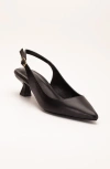 Forever & Always Shoes Lety Slingback Kitten Heel Leather Pumps In Black Leather