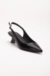 Forever & Always Shoes Lety Slingback Kitten Heel Leather Pumps In Black Patent Leather