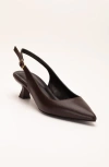 Forever & Always Shoes Lety Slingback Kitten Heel Leather Pumps In Brown Leather