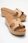 Forever & Always Shoes Lia Leather Platform Sandal In Brown
