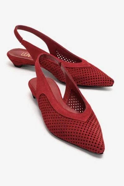 Forever & Always Shoes Lieve Leather Slingback Pump In Red