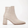 Forever & Always Shoes Lilith Croco Ankle Boots In Beige Croco