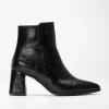 Forever & Always Shoes Lilith Croco Ankle Boots In Black Croco