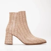 Forever & Always Shoes Lilith Croco Ankle Boots In Cream Croco