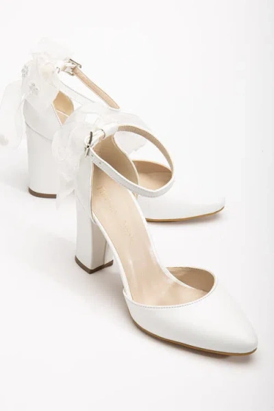 Forever & Always Shoes Lilly Bridal Shoes With Lace Back Bow In White