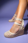 Forever & Always Shoes Lions Mesh Leather Wedge Espadrilles Sandal