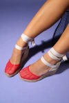 Forever & Always Shoes Lions Mesh Leather Wedge Espadrilles Sandal