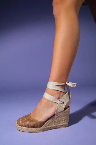 Forever & Always Shoes Lions Mesh Leather Wedge Espadrilles Sandal