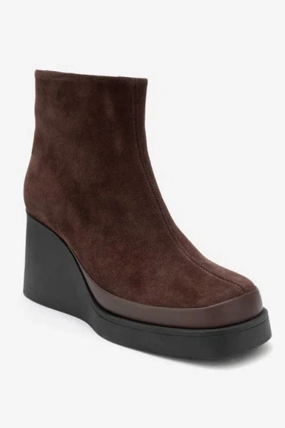 Forever & Always Shoes Livia Leather Wedge Boot In Brown