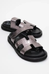 Forever & Always Shoes Loana Leather Slide Sandal In Silver