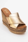 Forever & Always Shoes Lois Wedge Leather Sandal In Gold
