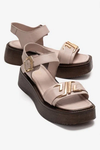 Forever & Always Shoes Lone Leather Platform Sandal In White