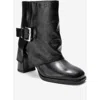 Forever & Always Shoes Lore Leather Block Heel Boot In Black