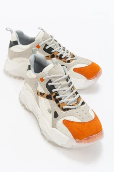 Forever & Always Shoes Loretta Platform Sneakers In White Orange