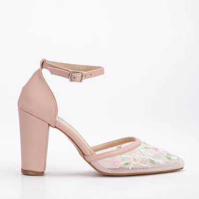 Forever & Always Shoes Lorraine Floral Lace High Heels In Blush
