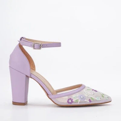 Forever & Always Shoes Lorraine Floral Lace High Heels In Lavender