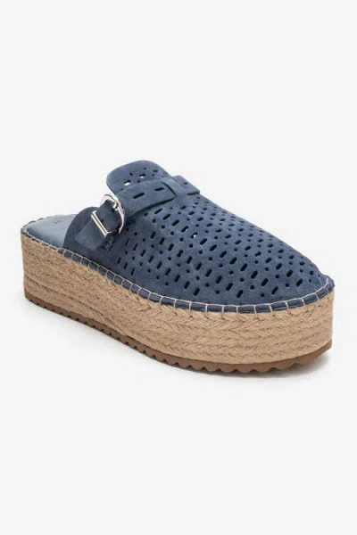Forever & Always Shoes Louis Leather Platform Sandal In Blue