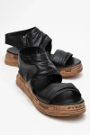 Forever & Always Shoes Lunas Leather Side-zip Flat Heel Sandal In Black