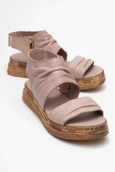 Forever & Always Shoes Lunas Leather Side-zip Flat Heel Sandal In Brown