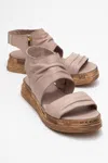 Forever & Always Shoes Lunas Leather Side-zip Flat Heel Sandal In Neutral
