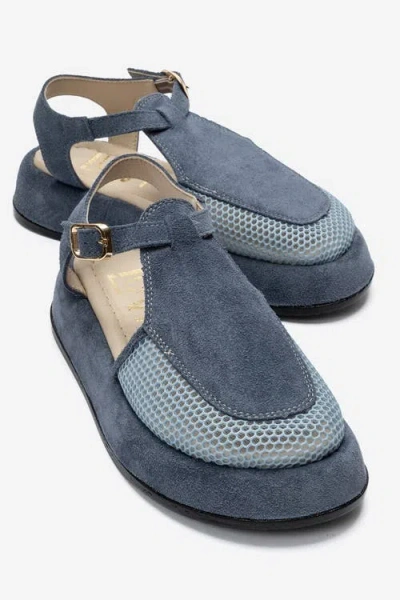 Forever & Always Shoes Lurelia Leather Platform Sandal In Blue