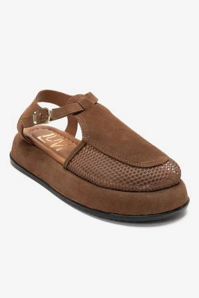 Forever & Always Shoes Lurelia Leather Platform Sandal In Cognac Suede