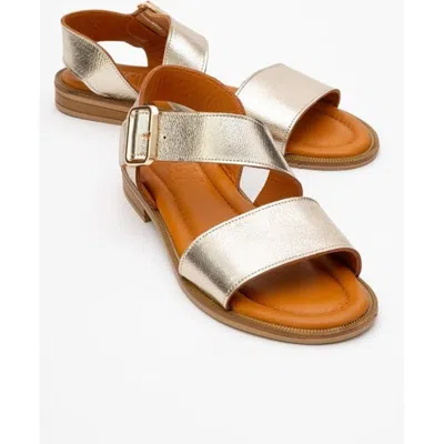 Forever & Always Shoes Majesty Leather Sandal In Gold