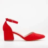 Forever & Always Shoes Marcelle Low Block Heel Pumps In Red Suede