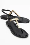 Forever & Always Shoes Marea Leather Flat Sandal In Black